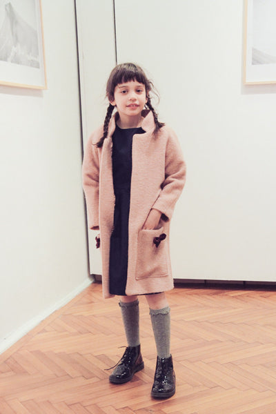 Wool coat with bows details