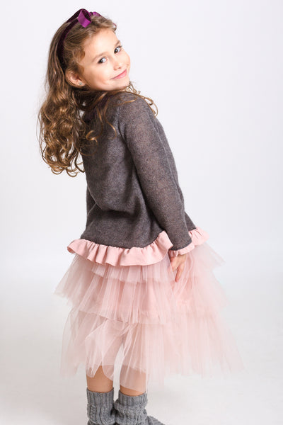 Gray sweater with ruffles
