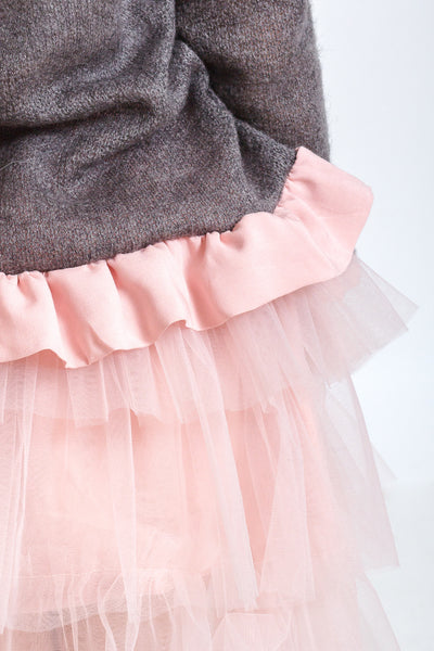 Gray sweater with ruffles