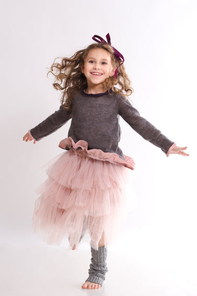 Gray sweater with ruffles