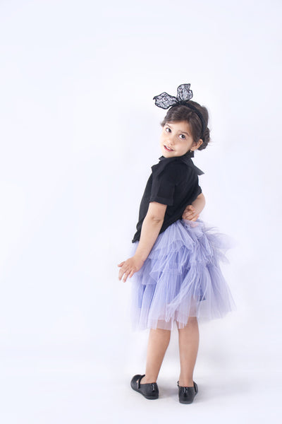 Lavander tutu with asymmetric ruffles