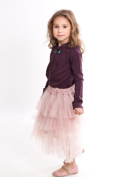 Marsala top with crystals embroidery