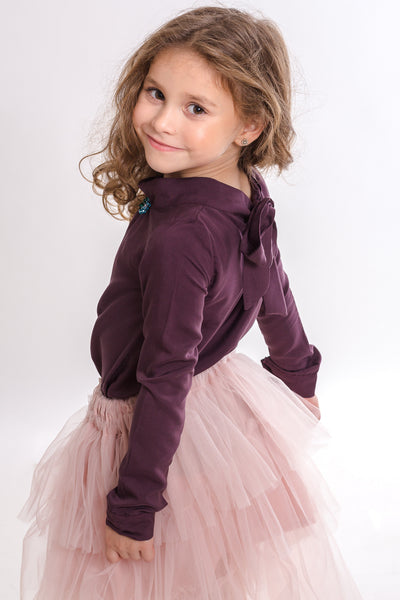 Marsala top with crystals embroidery