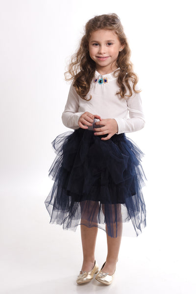 Navy blue skirt with ruffles