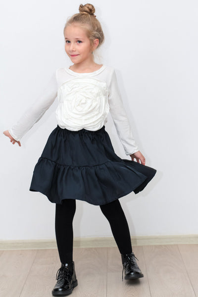 Navy blue ruffle skirt