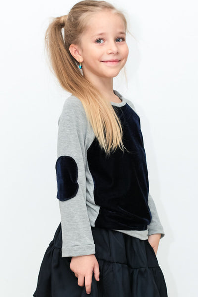 Blue navy velvet top