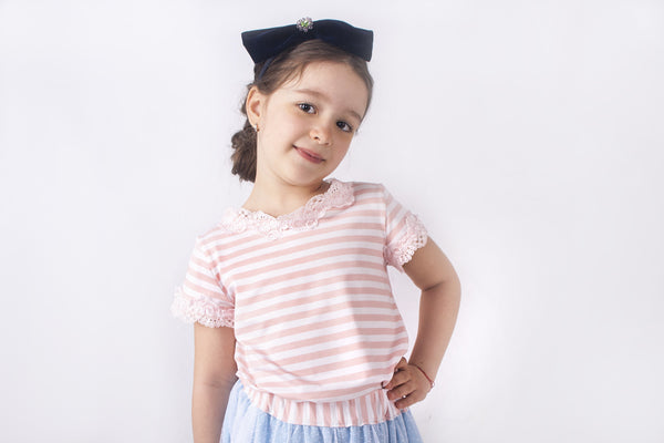 Pink sailor top with lace