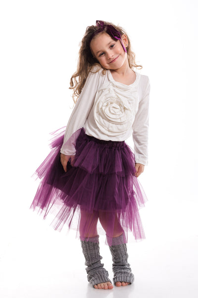 Purple tulle skirt with ruffles