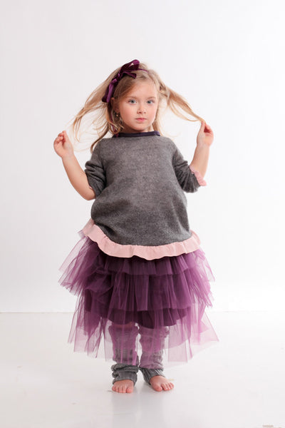 Purple tulle skirt with ruffles