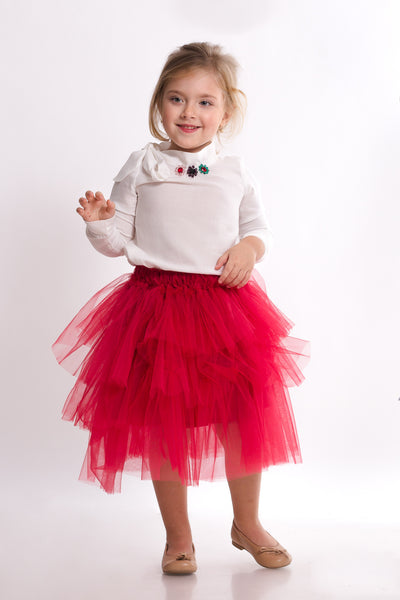 Red skirt with ruffles