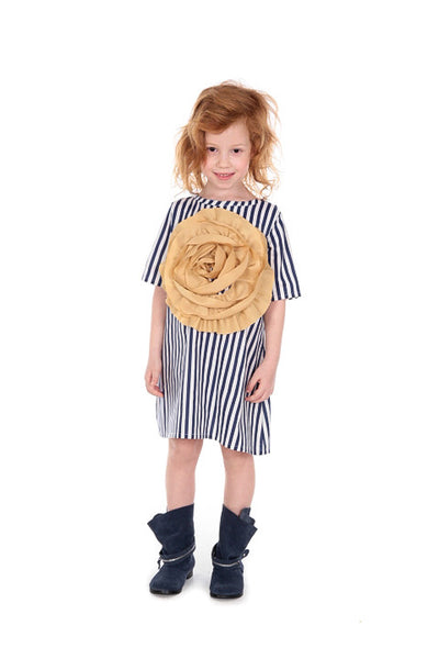 Striped dress with sunflower design