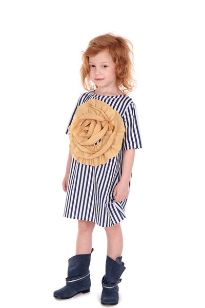 Striped dress with sunflower design