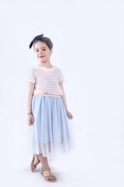 White skirt with blue petticoat